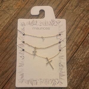 Maurices Gold Layered Necklace Set with Cross Pendant